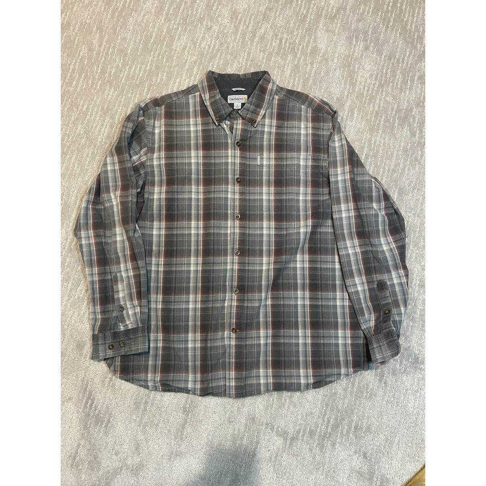 Carhartt Men's Plaid Flannel Shirt, Relaxed Fit, Long Sleeve, XL